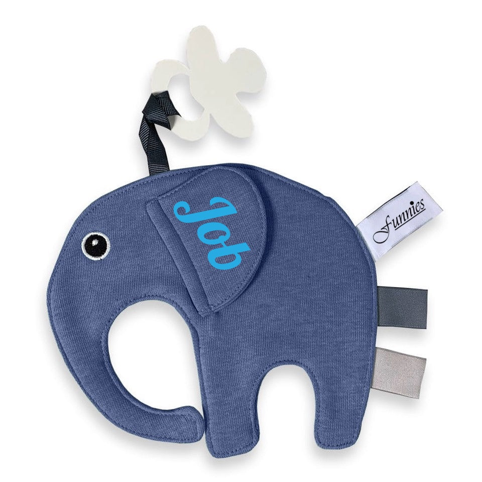 Speendoekje Olifant met naam - silk blue