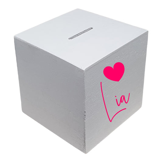 Spaarpot met naam - Hout Wit