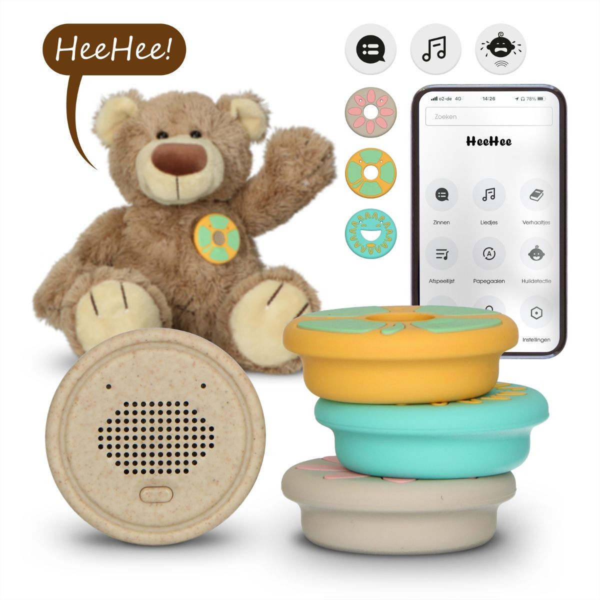 Alecto - Baby HeeHee - Babbel button, maak van je knuffel een interactief vriendje