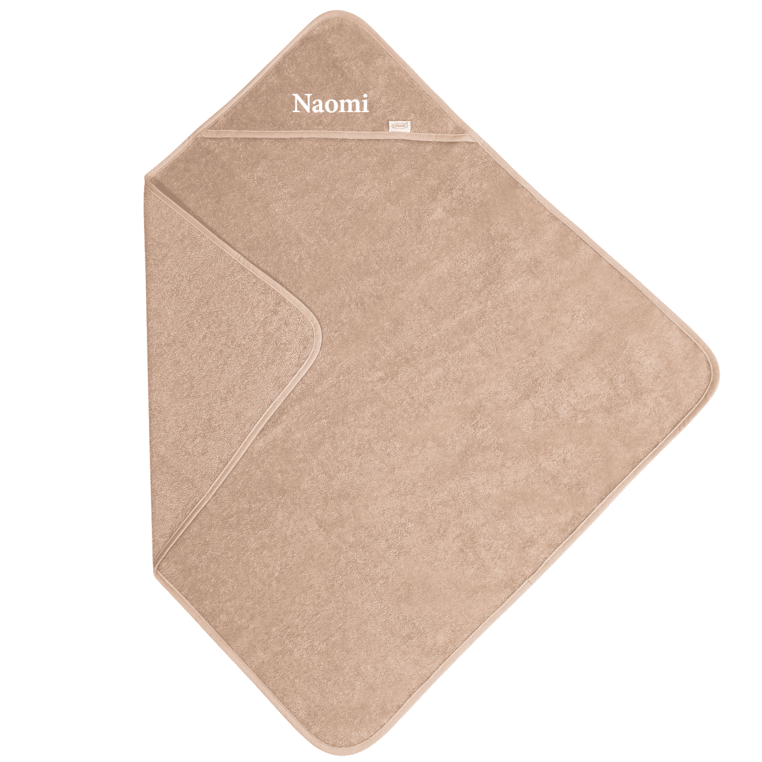 Badcape met naam - pinkstone