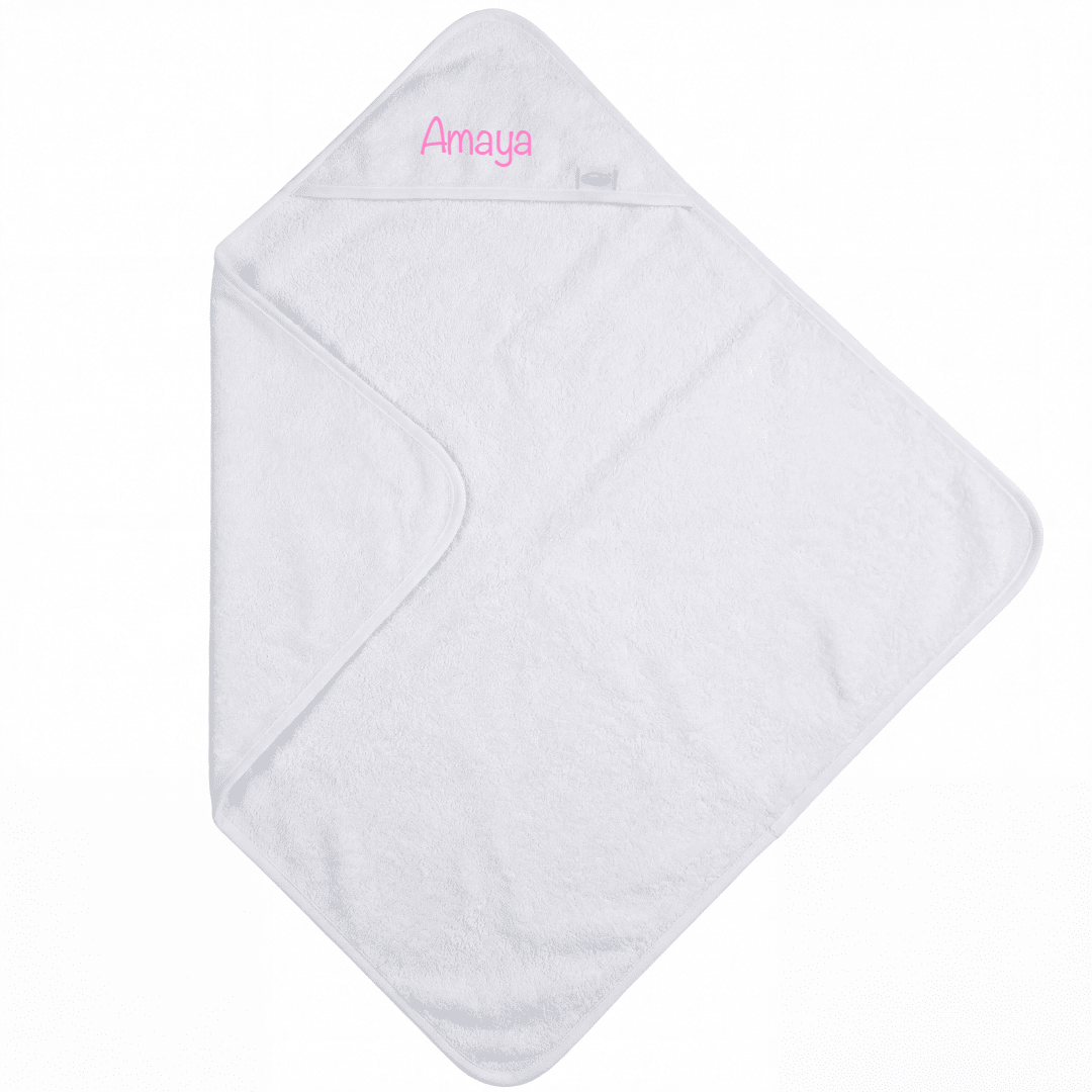 Badcape met naam - wit