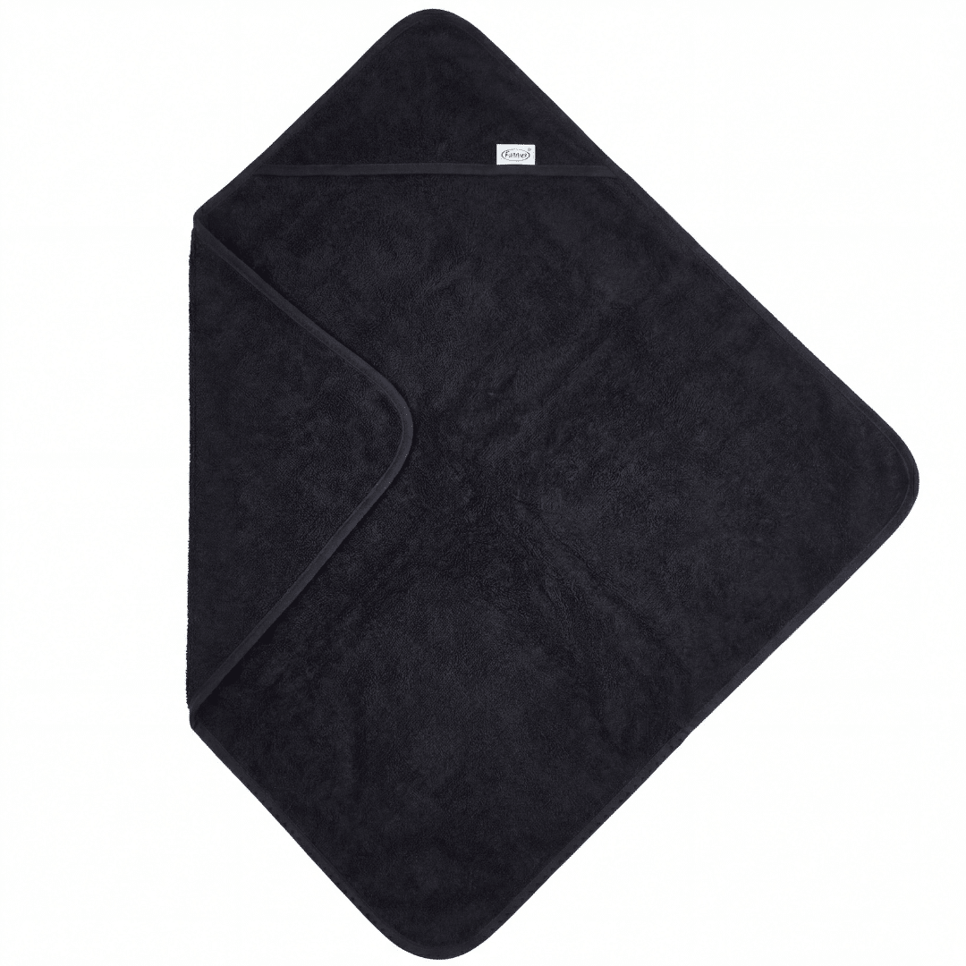 Badcape met naam - zwart