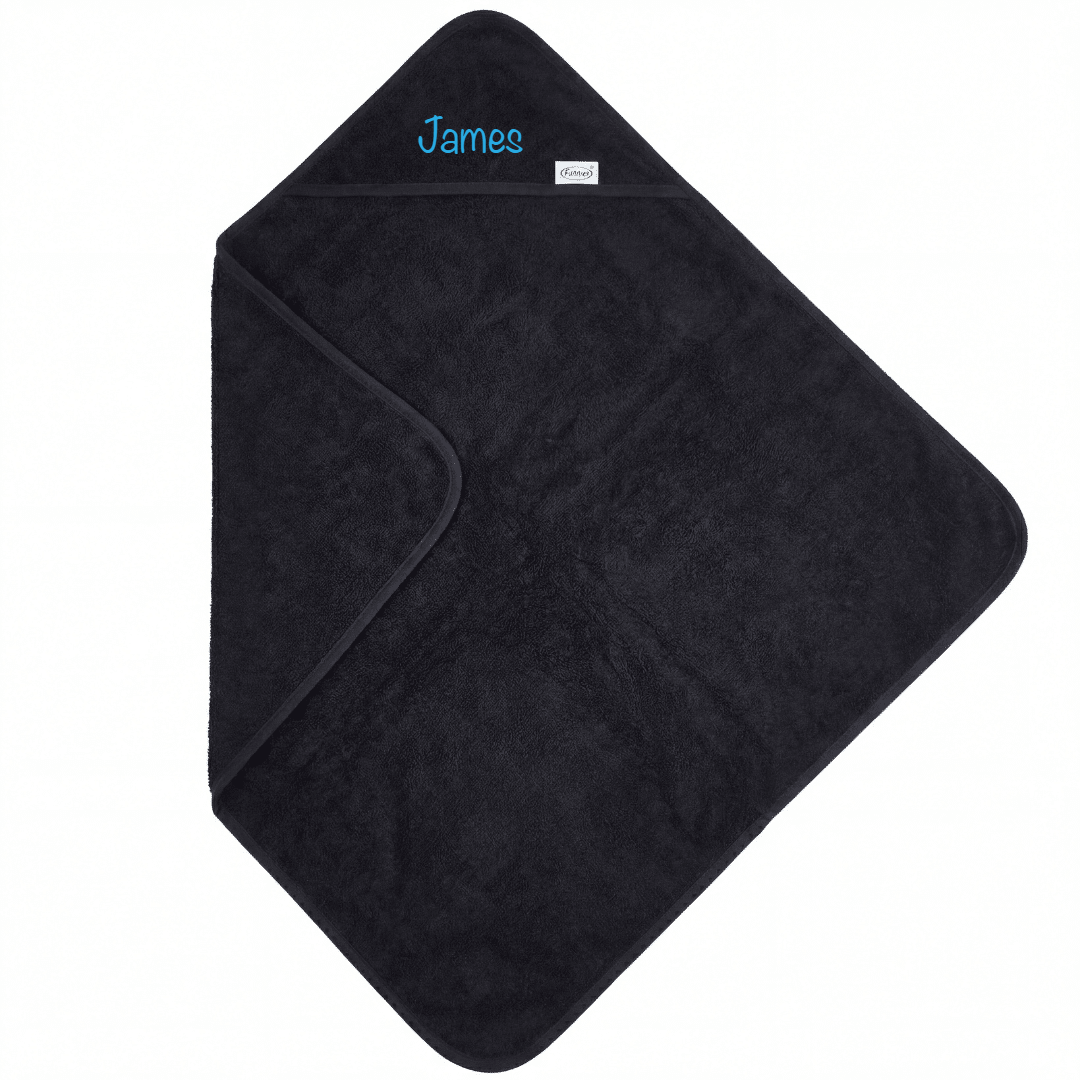 Badcape met naam - zwart