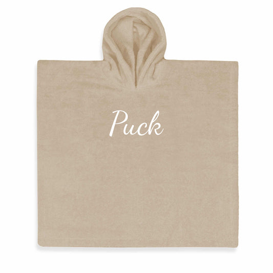 Poncho met naam - cream