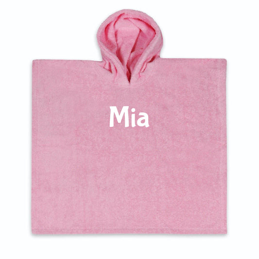 Poncho met naam - pink