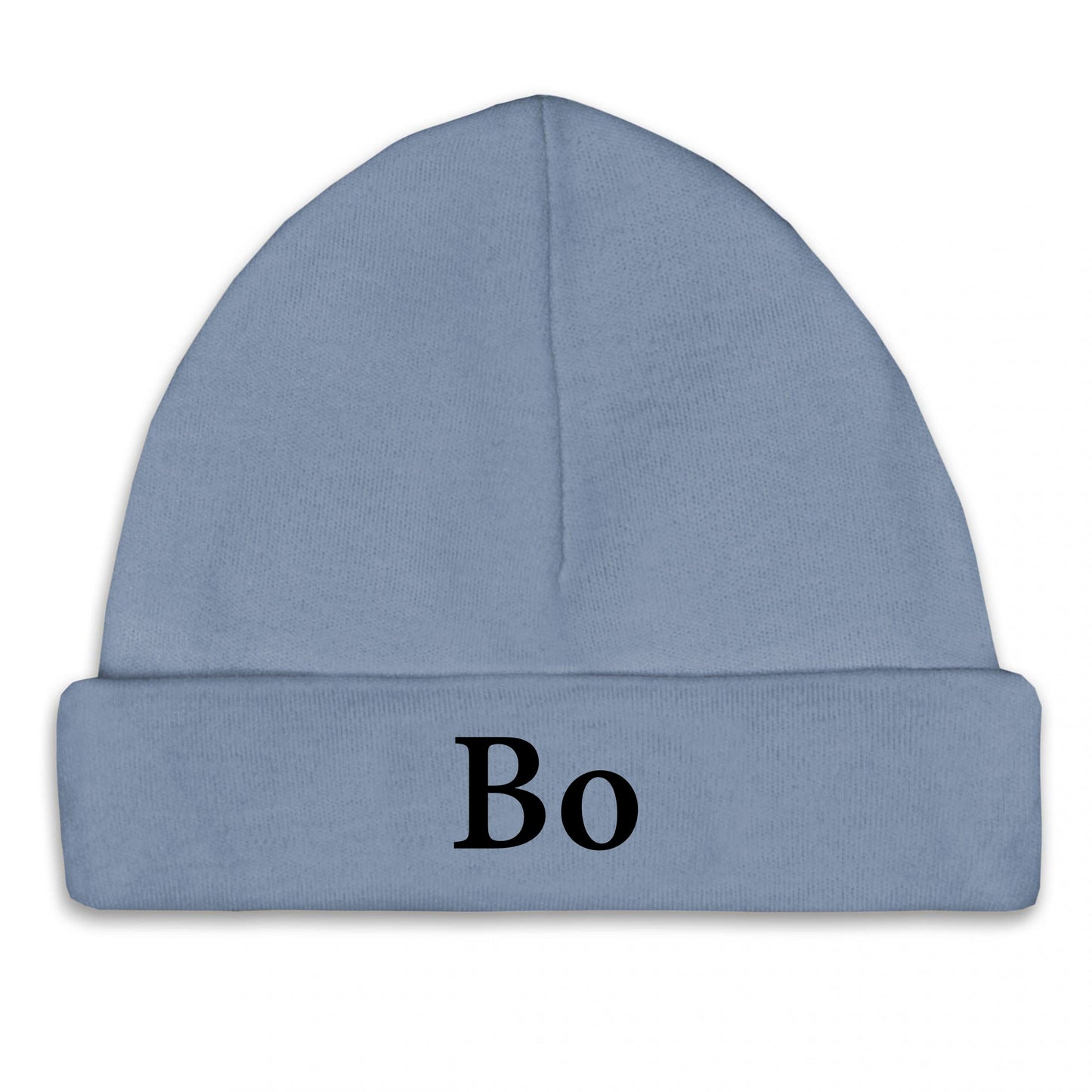 Babymutsje met naam - grey blue