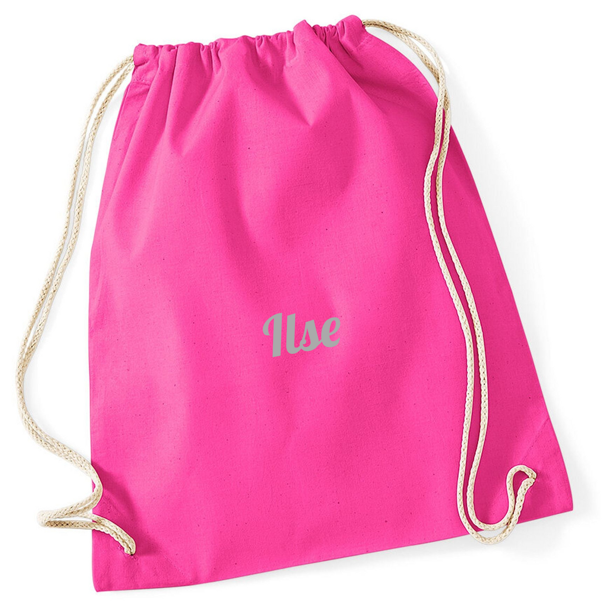 Gymtas met naam - Fuchsia