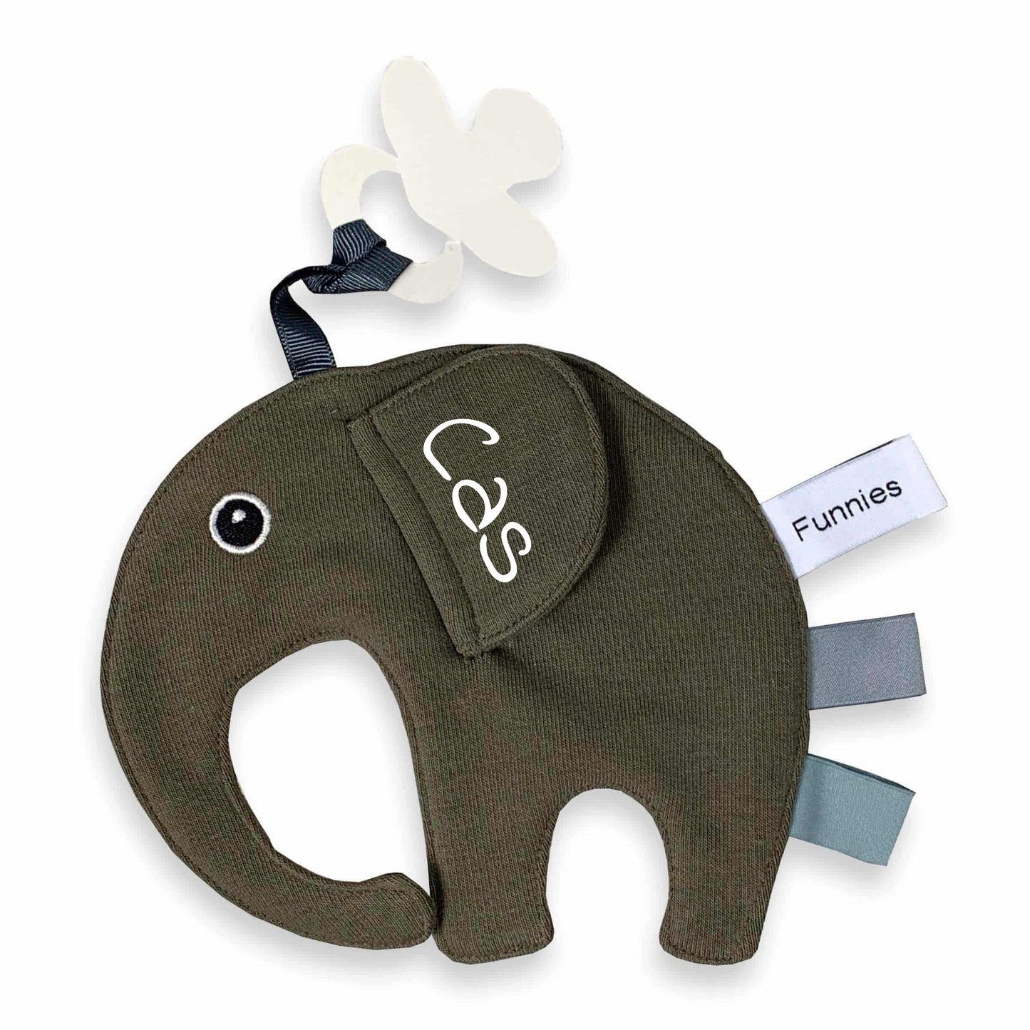 Speendoekje Olifant met naam - forrest green