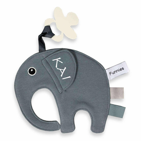 Speendoekje Olifant met naam - grey blue