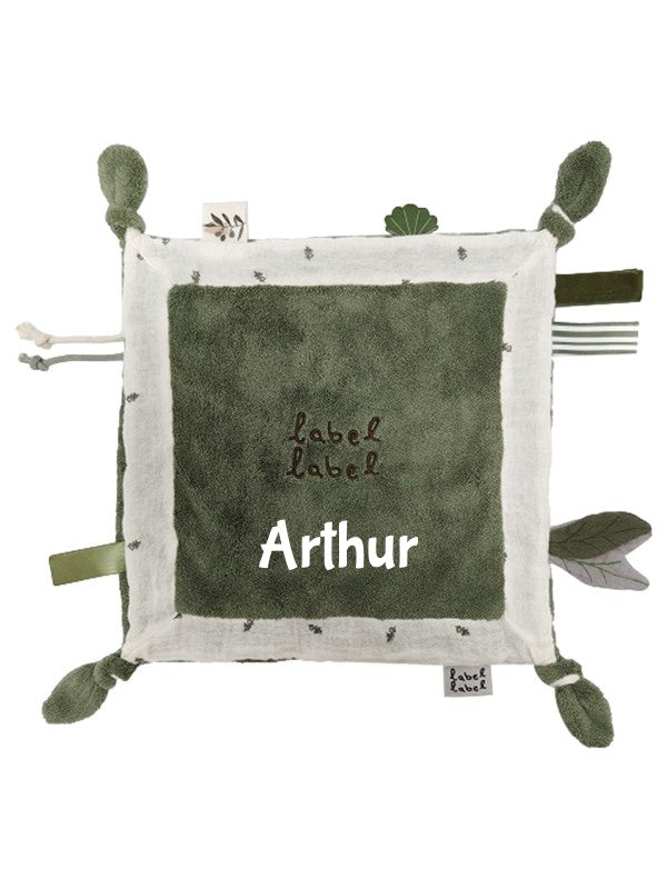 Label Label - knuffeldoekje met naam - Olive Dark Green