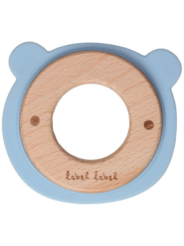 Label Label - Teether Wood & Silicone - Bear Head - Blue