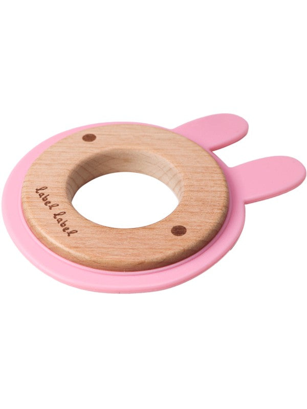 Label Label - Teether Wood & Silicone - Rabbit Head - Pink