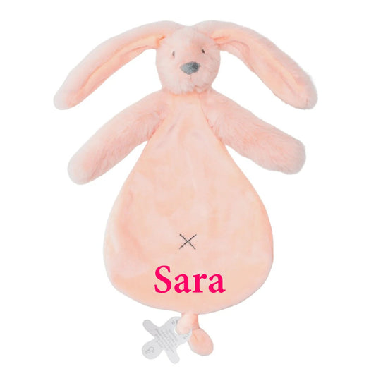 Happy Horse Rabbit Richie Tuttle Knuffeldoekje met naam - Peach