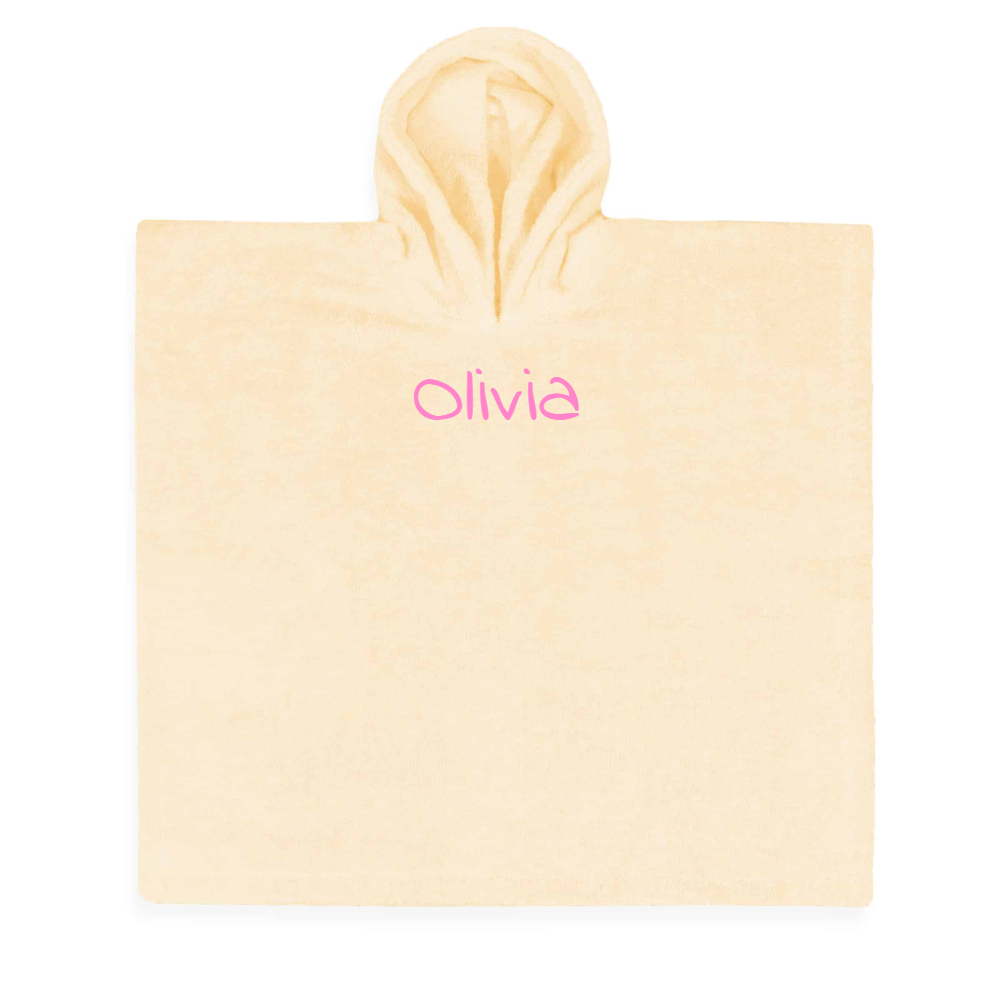 Poncho met naam - Sandstone beige