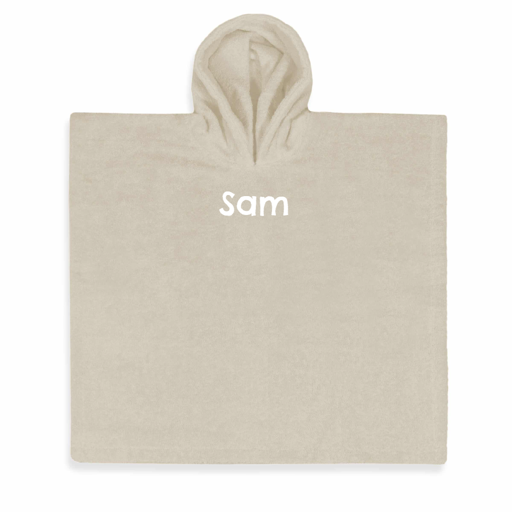 Poncho met naam - Sandstone grey