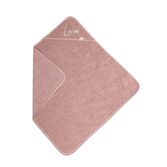 Badcape met naam - pink sandstone