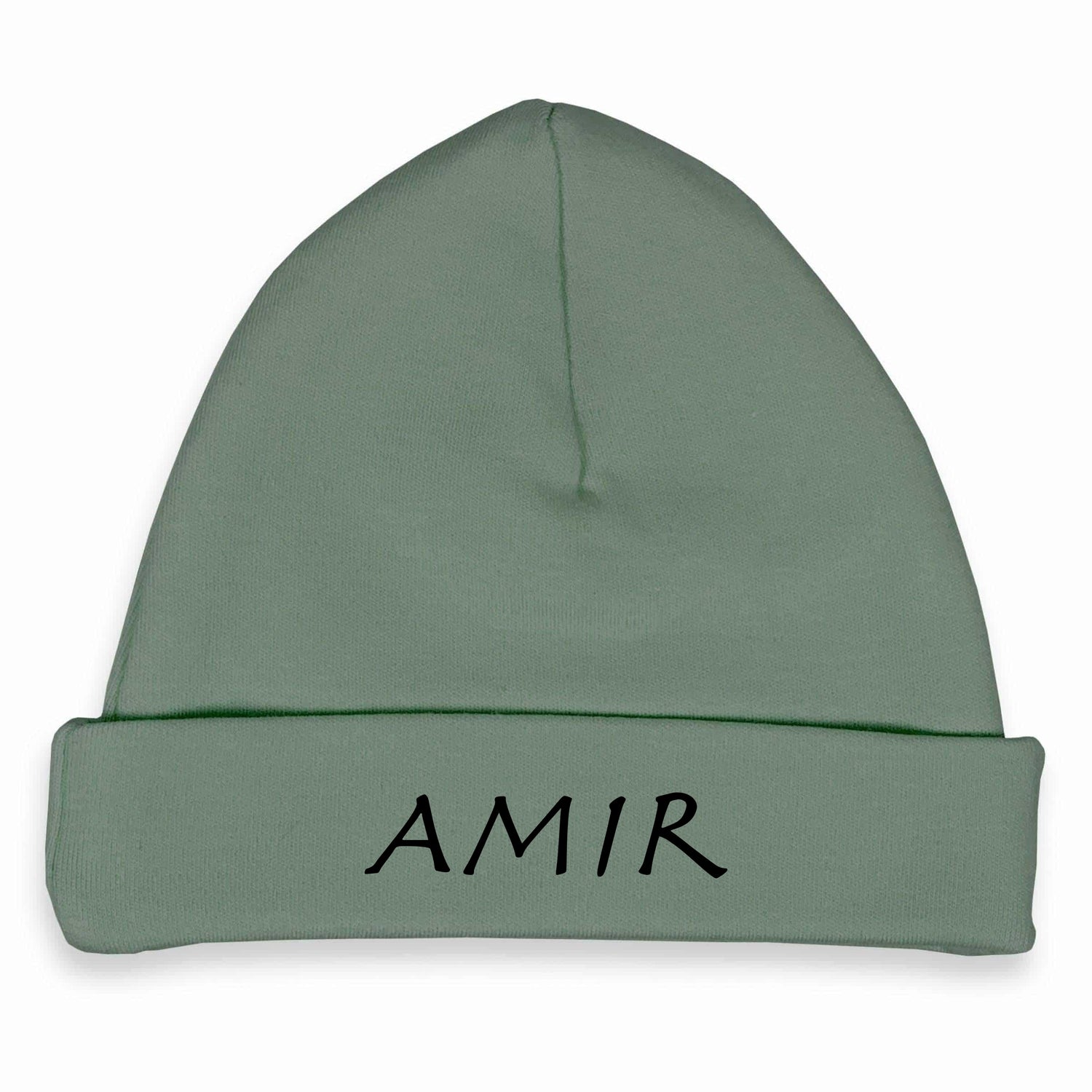 Babymutsje met naam - stone green