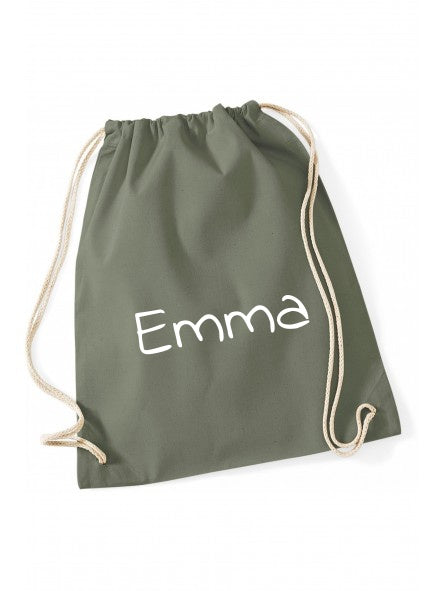 Gymtas met naam - olive green