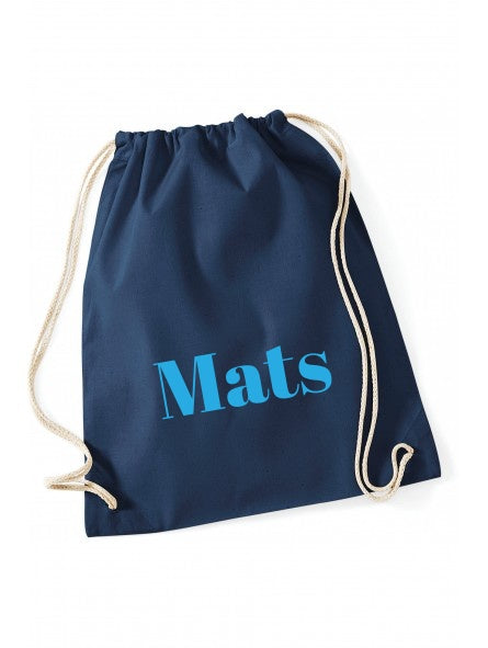 Gymtas met naam - navy blue